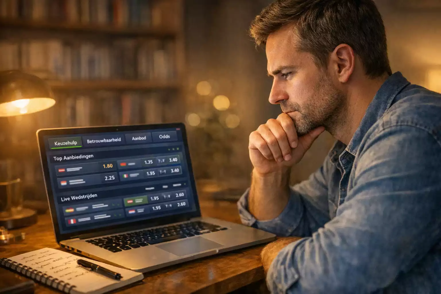 Persoon onderzoekt opties voor beste bookmaker keuze