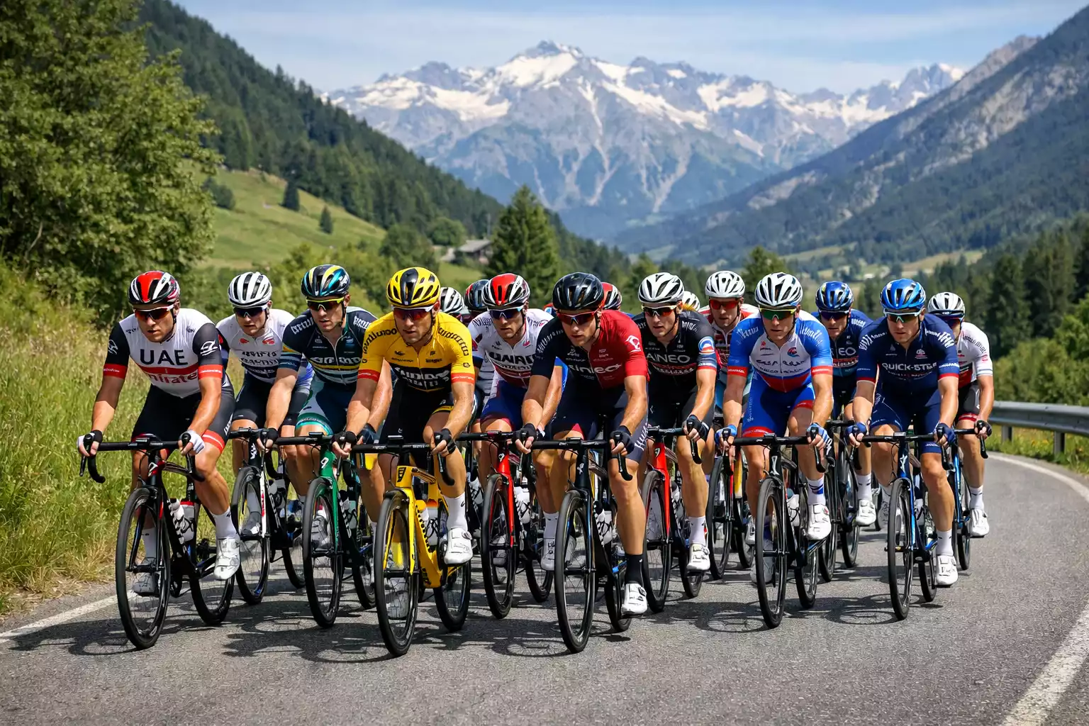 Wielrenners tijdens voorbereidingskoers